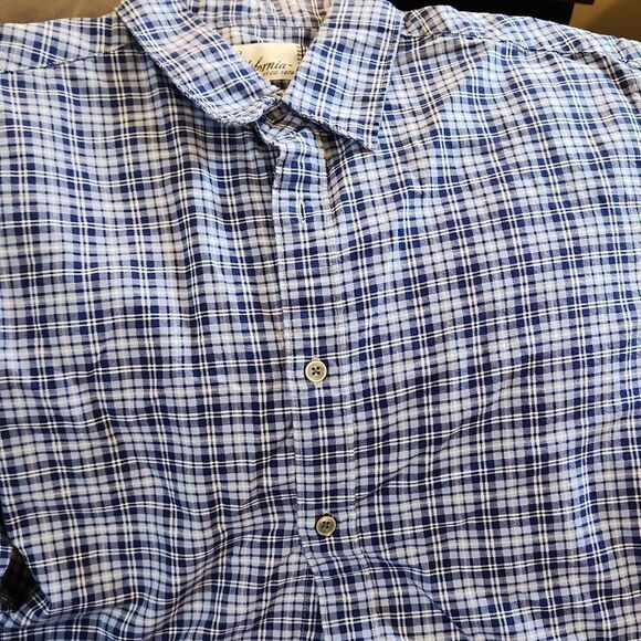 Medium Short California Shirt Blue Checkered Plaid Men's Button Down Stitch Fix - Picture 5 of 5